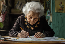 La donna che scrive una cartolina al vicino nonno ogni giorno per ricordargli quanto sia importante