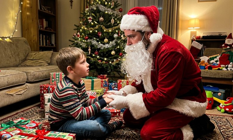 Ho assunto un uomo per interpretare Babbo Natale per mio figlio — e ho notato che ha la stessa voglia di mio figlio