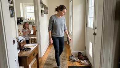 Sono tornato a casa presto. C’erano delle scarpe vicino alla porta che non erano mie — e la voce di mia figlia in cucina.